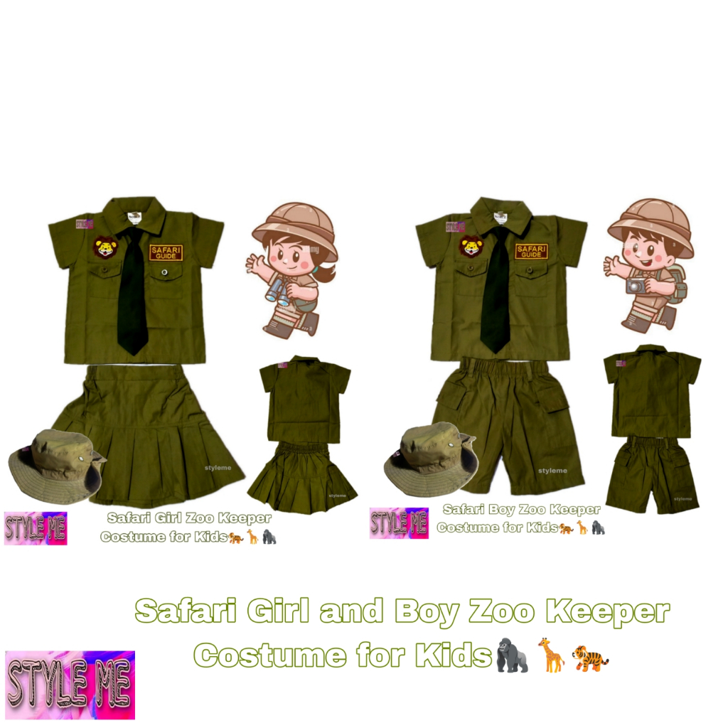 SAFARI GIRL AND BOY ZOO KEEPER COSTUME TERNO/SET FOR BABY/ KIDS