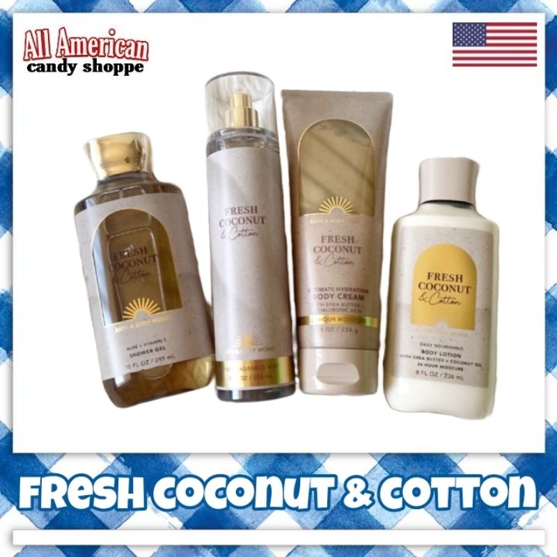 Fresh Coconut & Cotton Bath and Body Works From USA (Mist, Lotion, Body ...