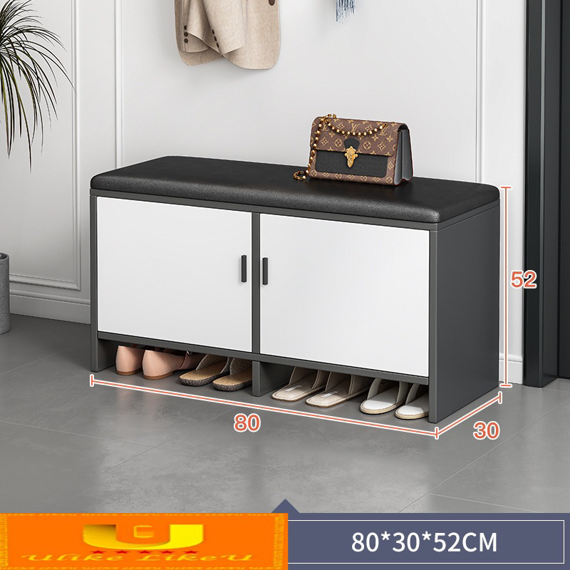 Home Shoe Rack Storage With Soft Cushion Shoe Bench Stool | Shopee ...