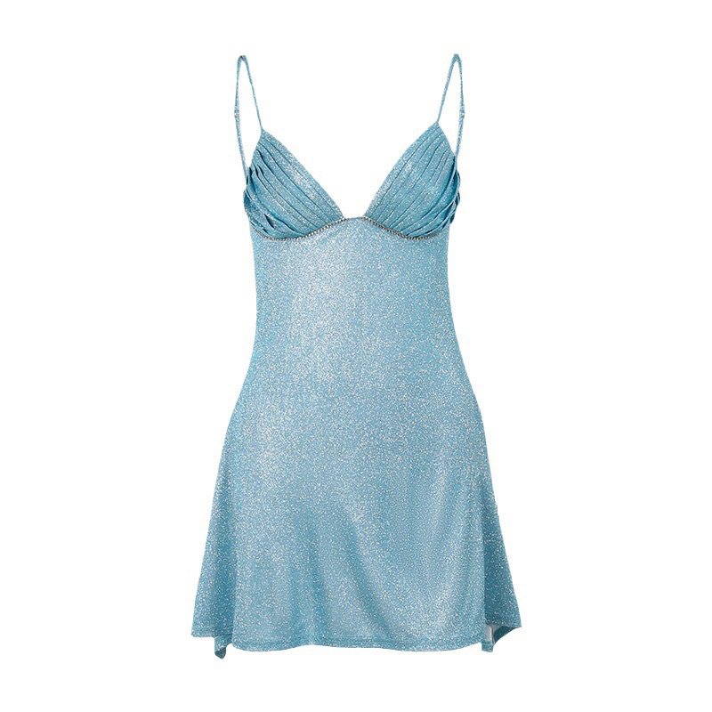 𝒙𝒍𝒄𝒐 Blue glitter fairy dress fit and flare sexy mini Black glitz and  glam party outfit