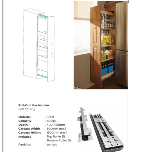 Pull out mechanism for Pantry / Soft closing / Mechanism only. Shopee Philippines