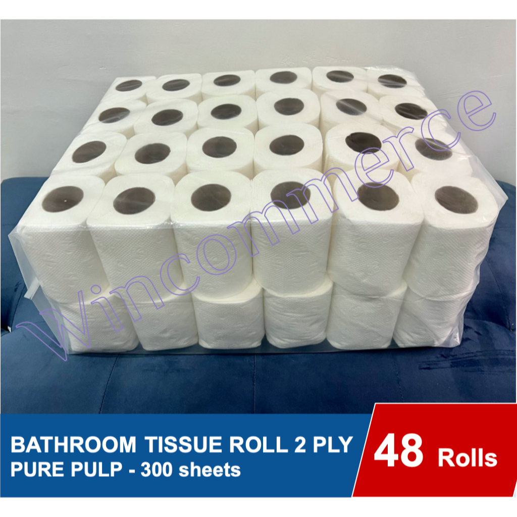 144 ROLLS 3 BUNDLE Bathroom Tissue VIRGIN PULP 2 ply 300 sheets [MAPUTI ...