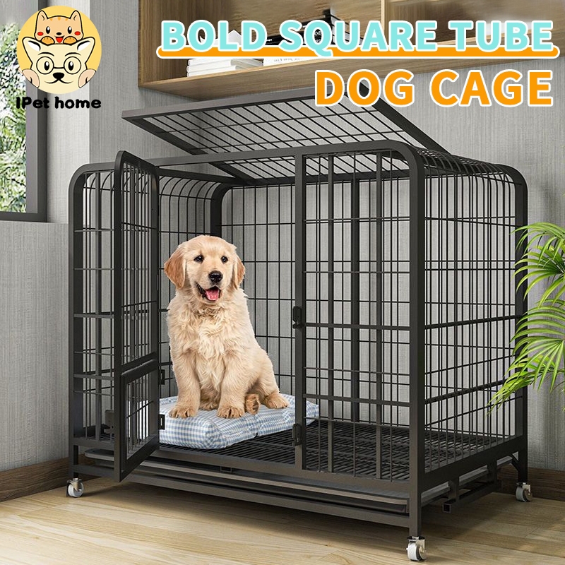 Dog Cage with Poop Tray Heavy Duty Pet Collapsible Cage Foldable Pet