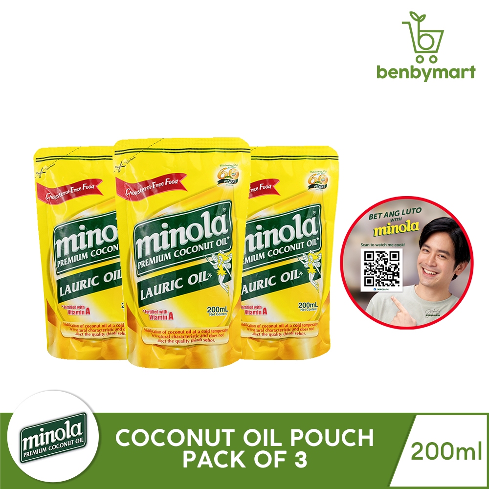Minola Premium Coconut Lauric Oil SUP 200ml (Pack of 3) Shopee