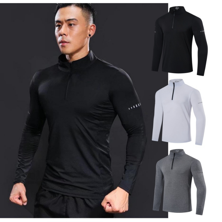 GL08 Men's Compression tights Training Fitness High Neck Long Sleeve with Zipper Running/Gym