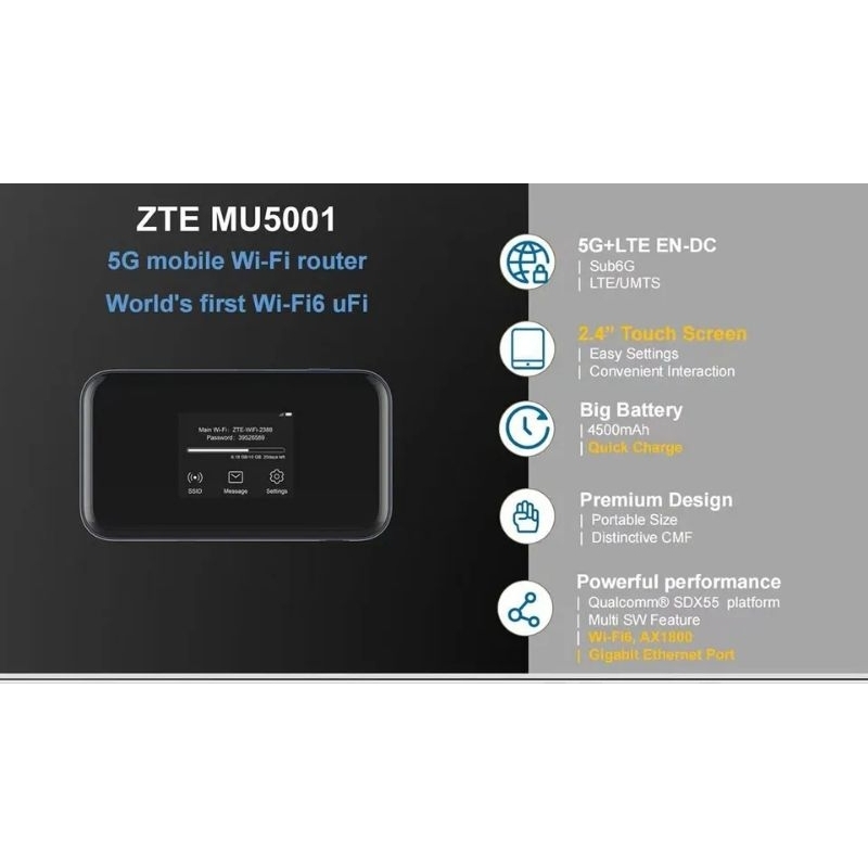 Zte Mu5001 5g Pocket Wifimifi Wifi 6 Openline To All Networkoptus