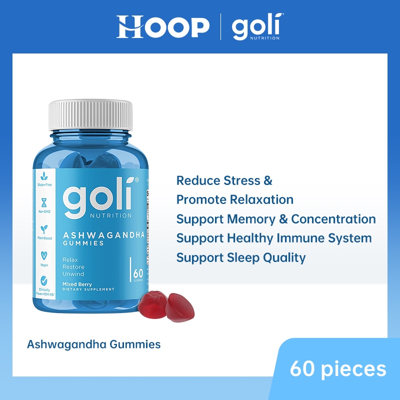 GOLI Ashwagandha Gummies & Vitamin D Support Relax Restore Unwind ...