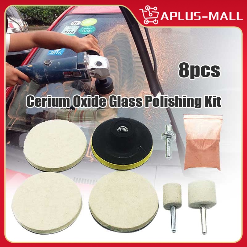 8Pcs Auto Window Glass Windshield Polishing Kit Scratch Removal Cerium