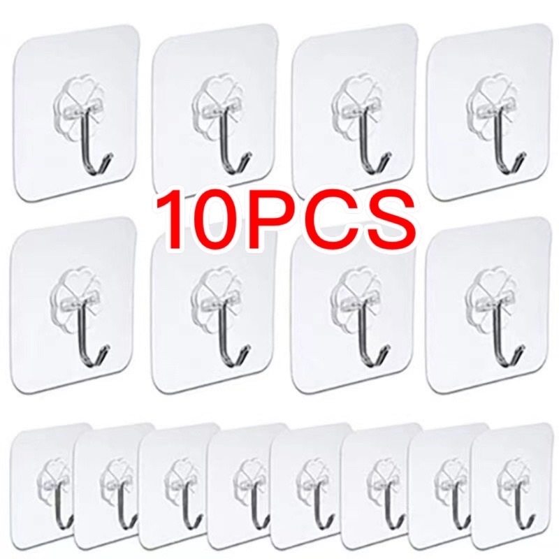 10 Pcs Adhesive Wall Hooks Anti-skid Traceless Heavy Duty Stick on ...