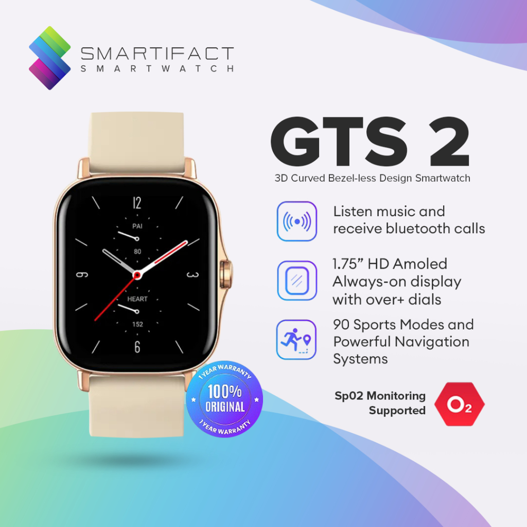 Amazfit GTS 2 3D Curved Bezel less Design Music Storage and Playback Alexa Built in Smart Watch