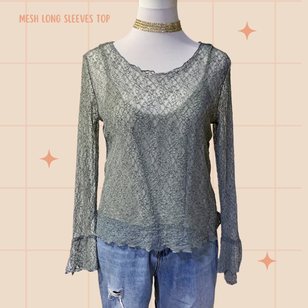 Y2K Boho Patchwork Long Sleeve Top (S)