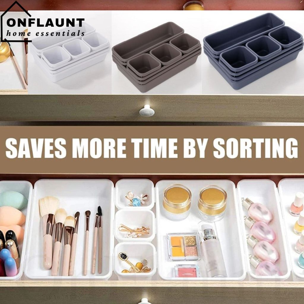 OnFlaunt 8Piece Interlocking Desk Drawer Organizer Tray Dividers
