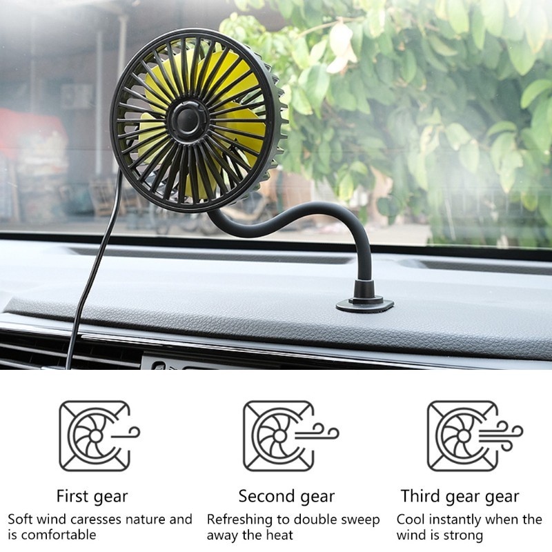 Adjustable Truck Car Fan 12v 24v Car Universal Fan USB Type Double Headed Car electric Fan Low