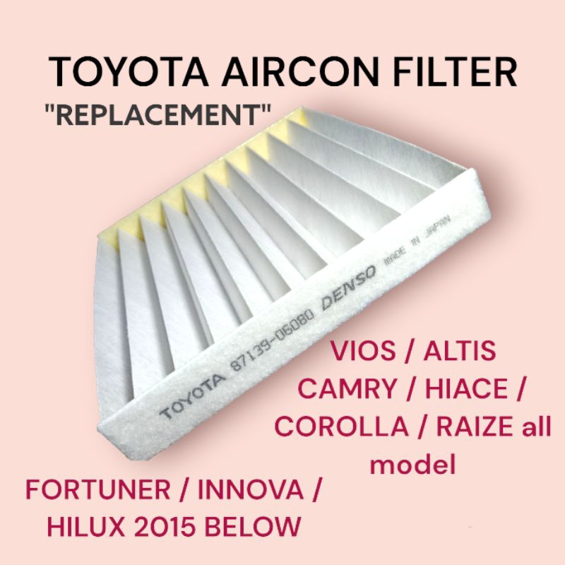 TOYOTA AIRCON FILTER VIOS CAMRY RAIZE ALTIS INNOVA FORTUNER HILUX HIACE ...