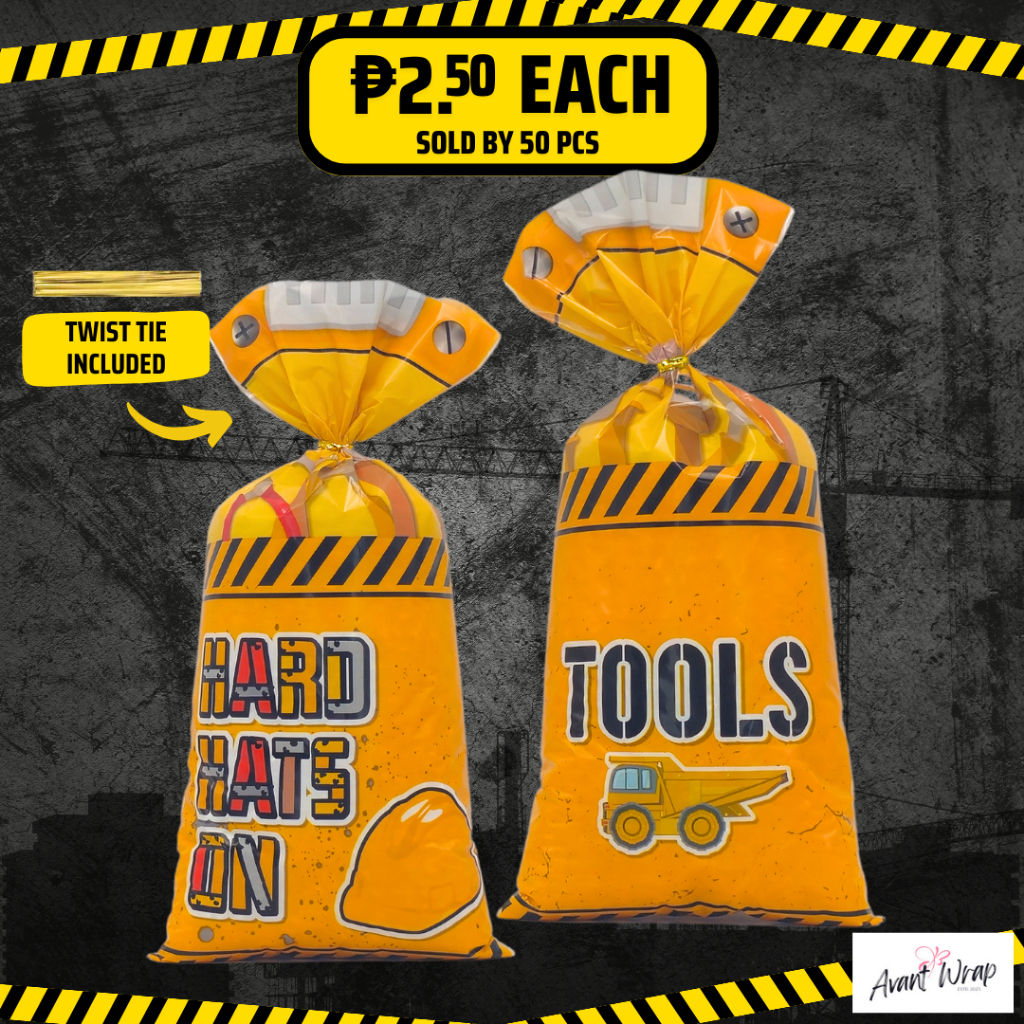 (50PCS) GG2059 Tools Construction 12X27 CM Plastic Goodie Bags Party ...