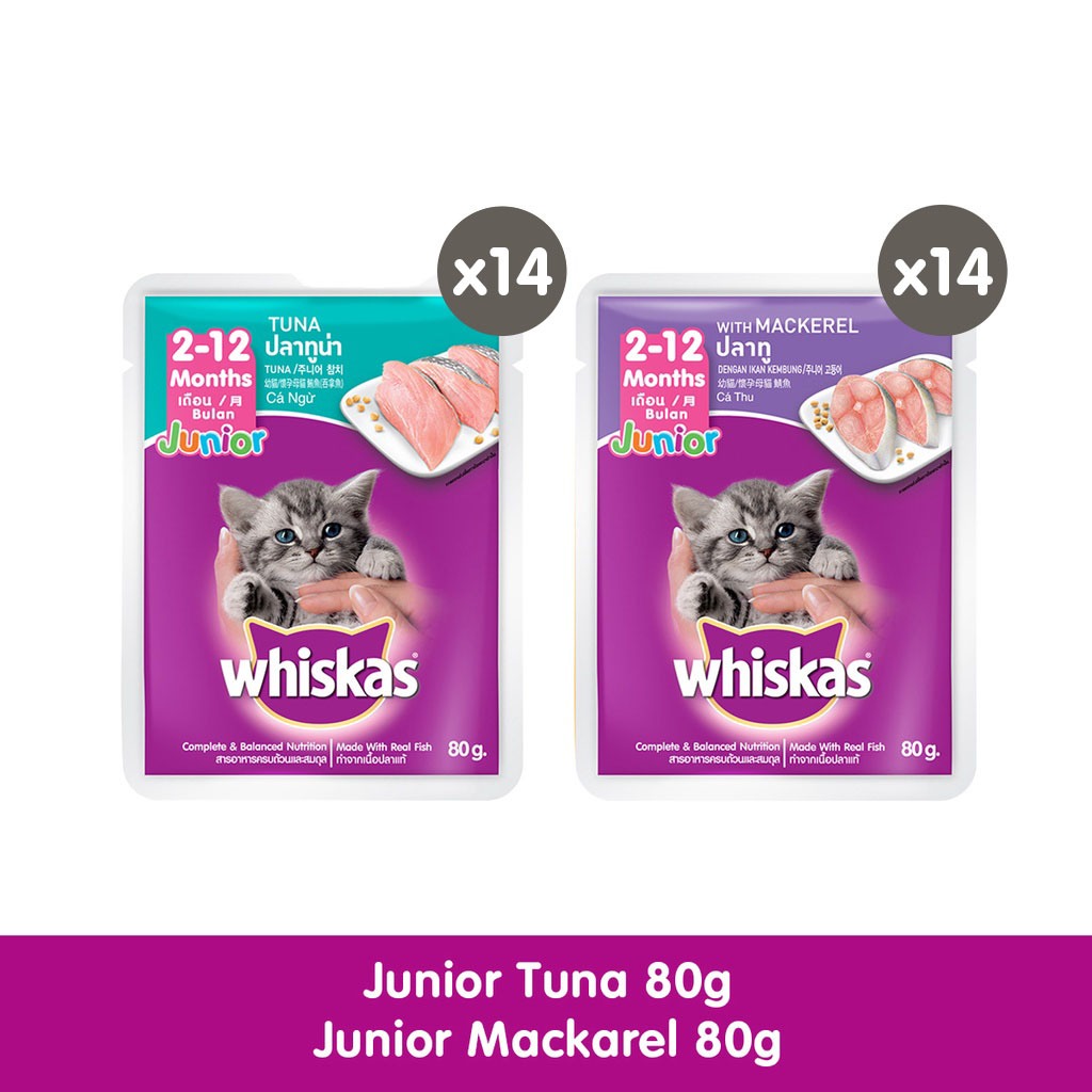 WHISKAS Junior Wet Kitten Food 80g Pouches, 28Pack Shopee Philippines