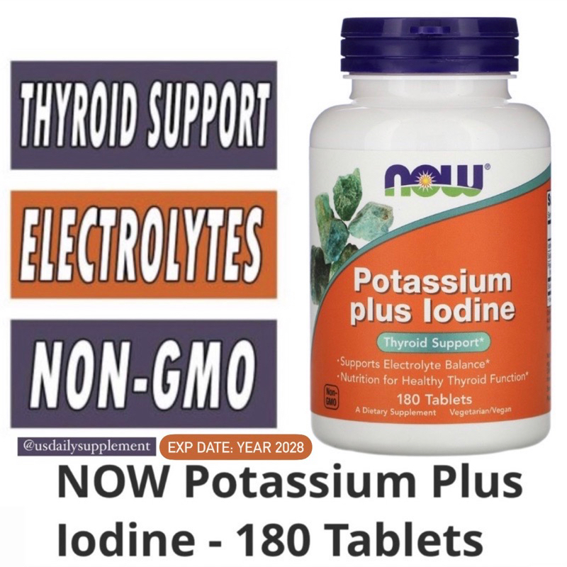 [ONHAND] Potassium plus Iodine NOW 180 tablets Thyroid Support