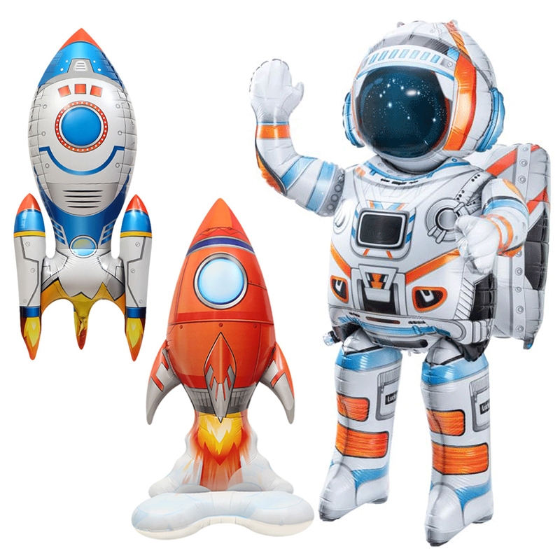 4D Standing Giant Astronaut Rocket Party Balloons UFO Helium Aluminum ...