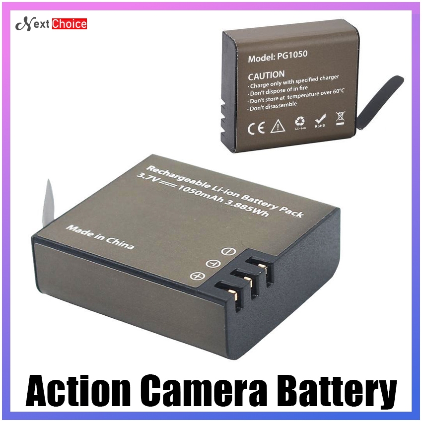 3.7V Liion Battery Rechargeable 1050mAh 3.885Wh for 4k Action Camera