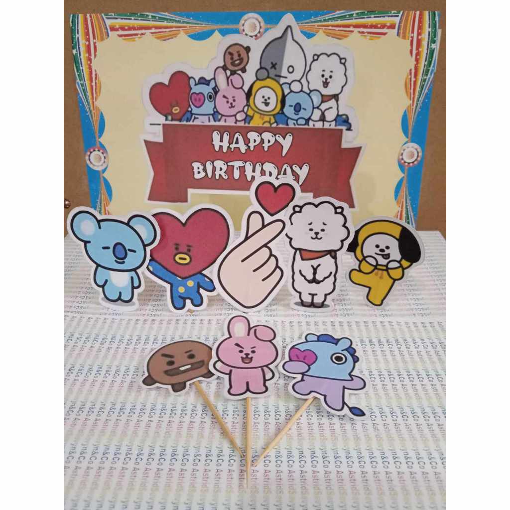 ASCo. BT21 Happy Birthday Cake Topper Set#01, #ASC-CT-0005 | Shopee ...