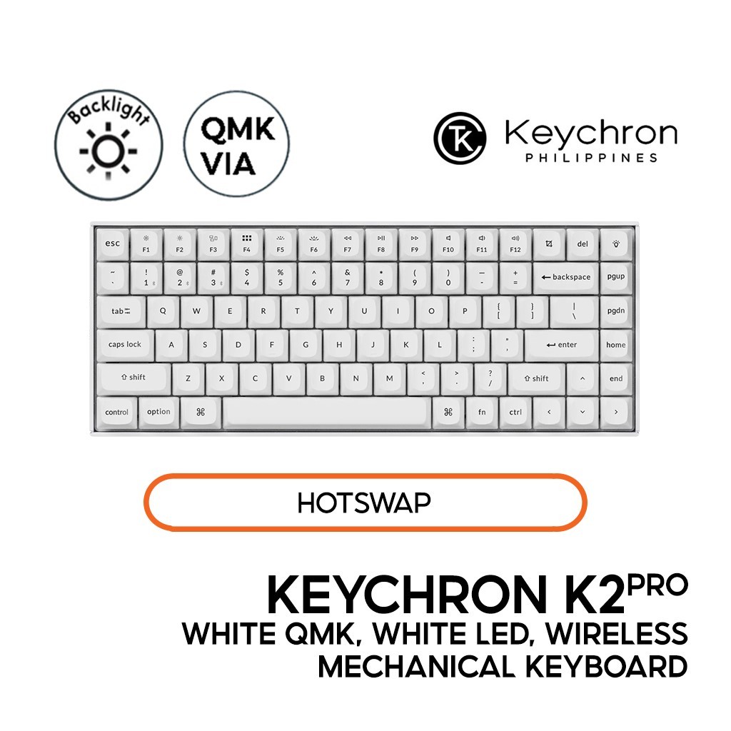 Keychron K2 Wireless Hot-swappable Mechanical Keyboard/ White