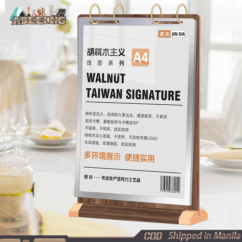 Restaurant Menu Stand Wooden A4 Size Wooden Sign Desktop Food Price ...