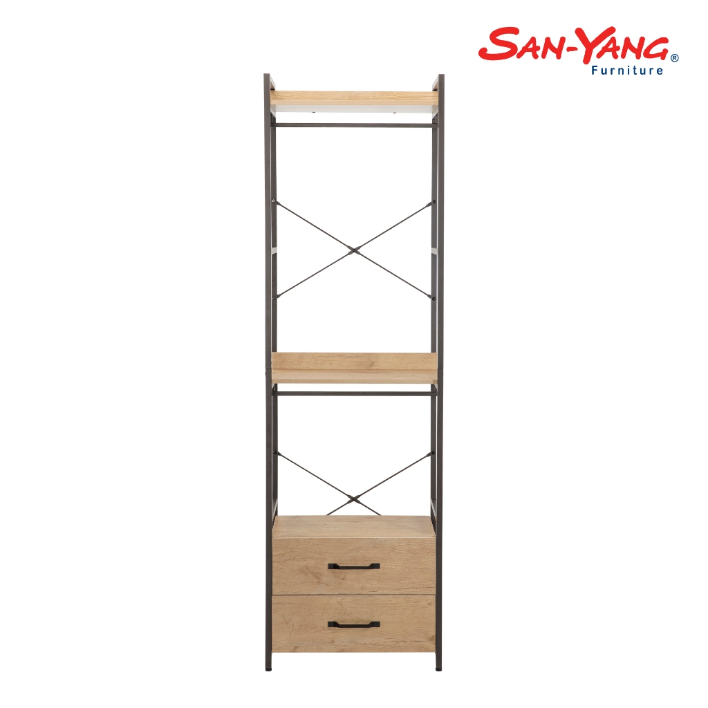Open Wardrobe 2-Drawer Beech and Brown 111303 | Shopee Philippines