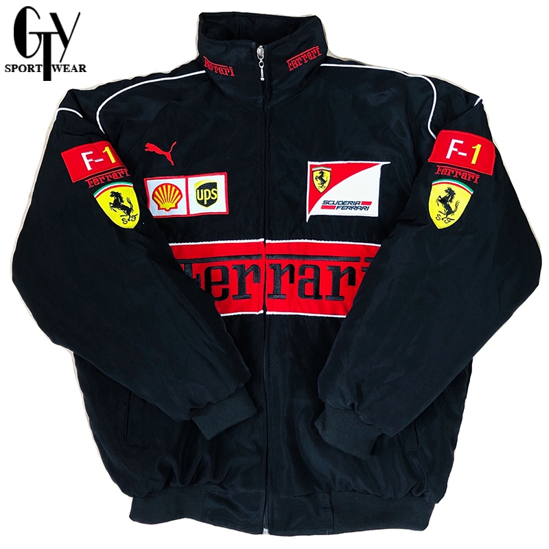 GTY Ferrari F1 Racing Jacket For Men Black Retro Motor Couple Jacket ...