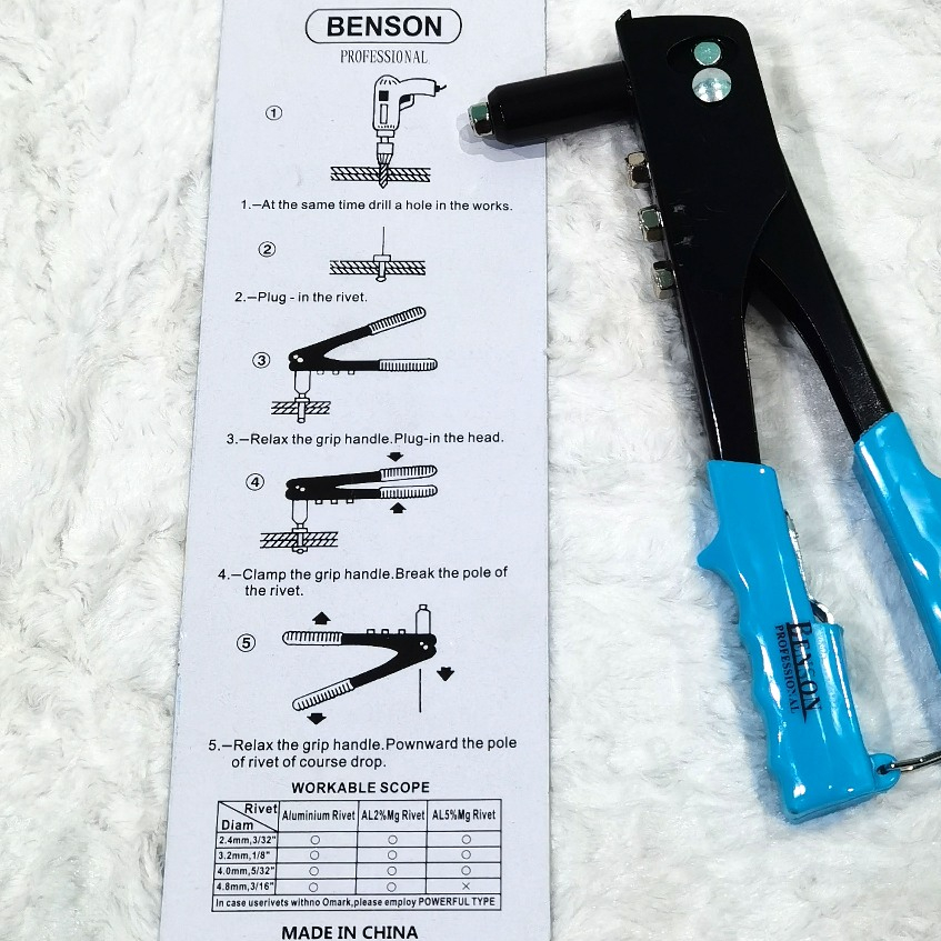 HEAVY DUTY Hand Riveter for Blind Rivet Nosepiece Benson Universal ...