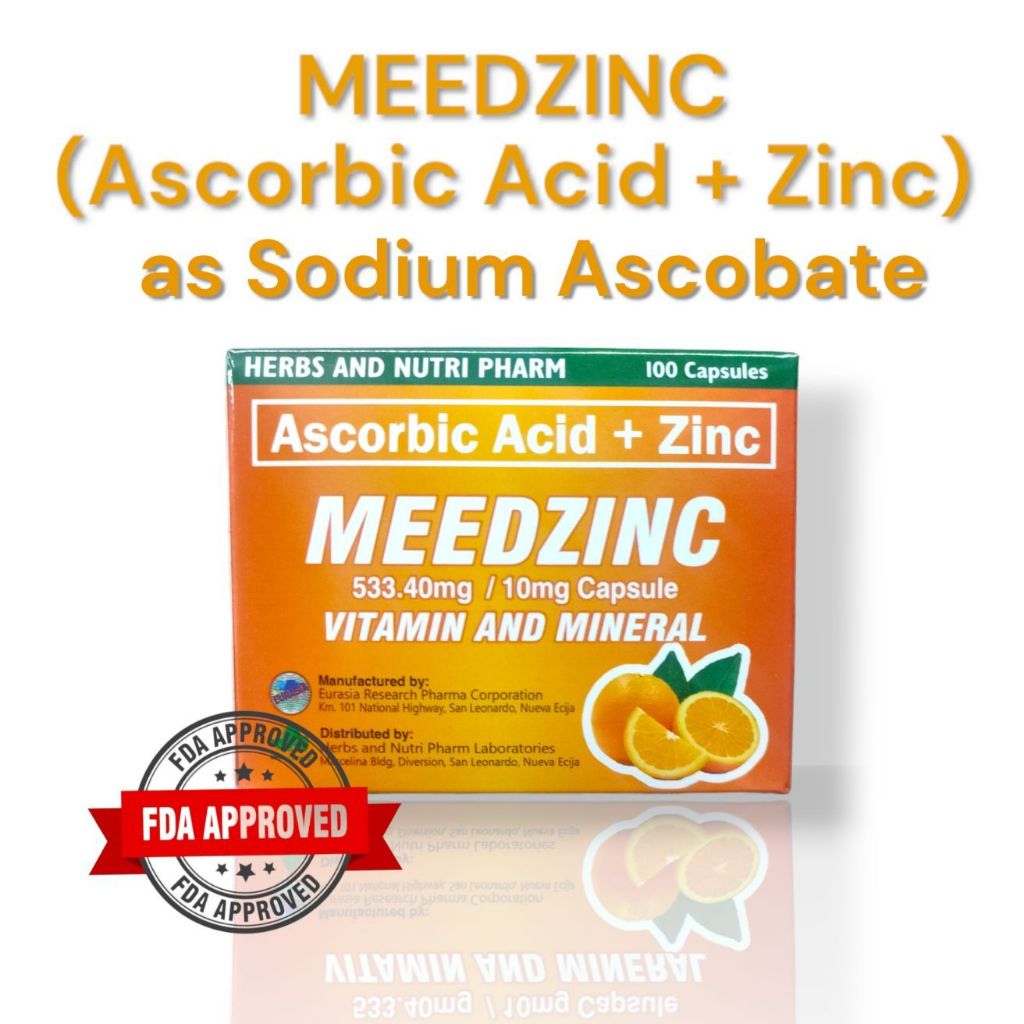 MEEDZINC Capsule Sodium Ascorbate + Zinc 100's/box Shopee Philippines