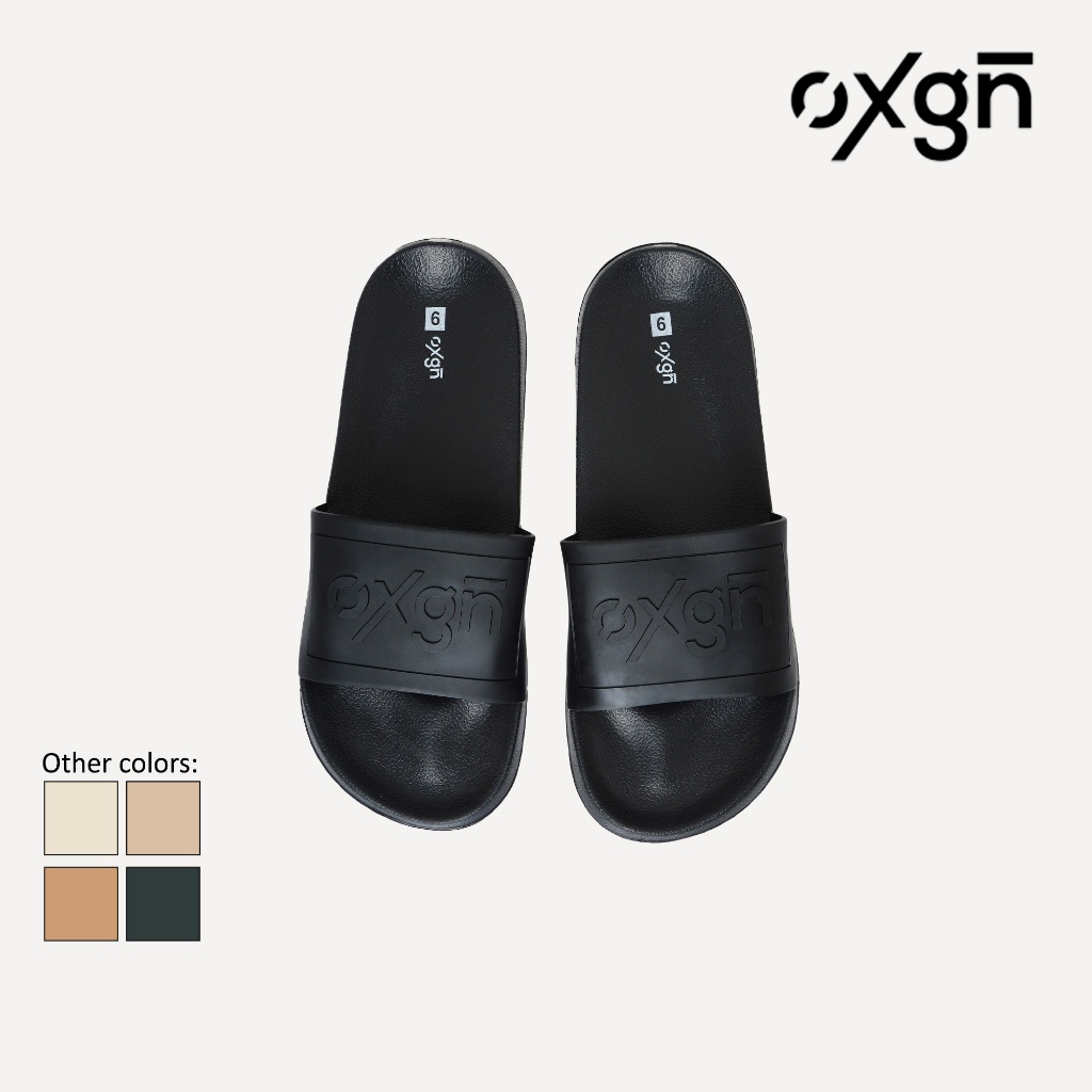 OXGN Single Band Rubber Slides Slippers For Men (Black/Burnt Olive ...