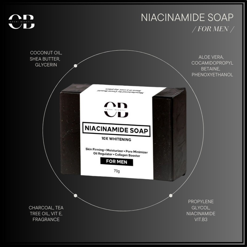 CB Niacinamide 10x Whitening Soap For Men, All Skin Types.Oil control,AntiAcne Hydrating Soap