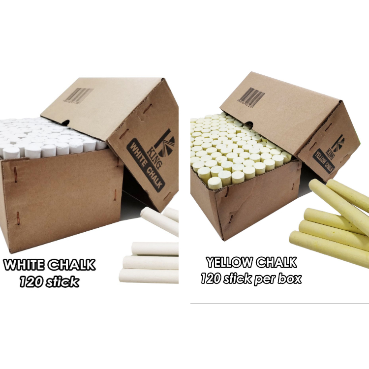 School dustless chalkboard WHITE CHALK / YELLOW CHALK 120 stick per Box