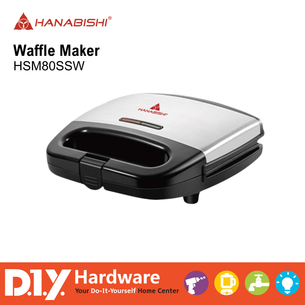 Hanabishi Waffle Maker HSM80SSW Mini Electric NonStick Pan DIYH