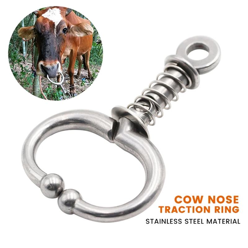 Stainless Steel Bull Cow Cattle Bovine Nose Ring Automatic Cow Spring ...