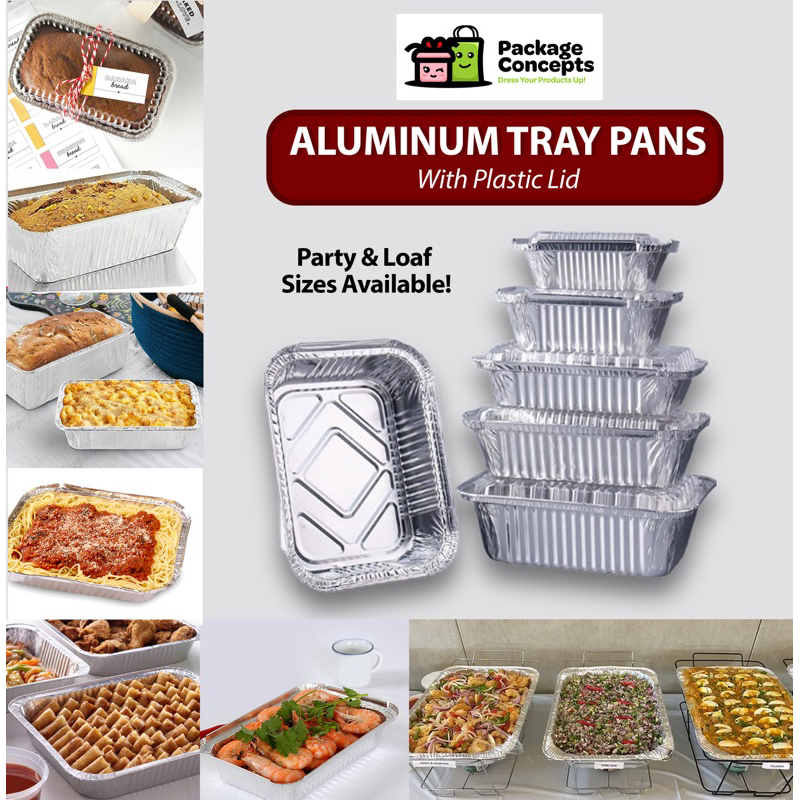 [10 PCS] Aluminum Foil Container Pan with Lid | Food Catering | Takeout ...