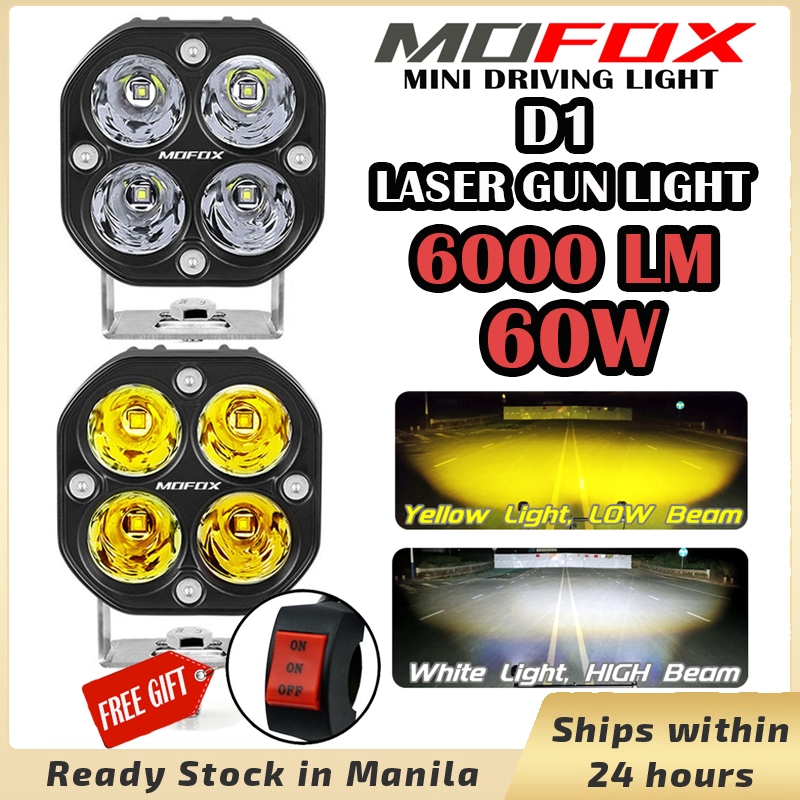 MOFOX D1 2pcs Laser Gun LED Mini Driving Light Set 6000LM 60W Auxiliary