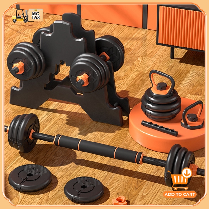 6 In 1 Adjustable Dumbbell Set 20/30 kg Barbell Kettlebell Push Up Home
