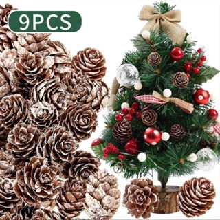 9pcs Christmas Tree Decoration Pinecone Ornaments Diy Material For