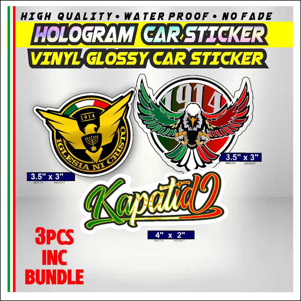 CAR STICKER (3pcs package) + freebie CAR STICKER (Hologram/Vinyl Glossy ...
