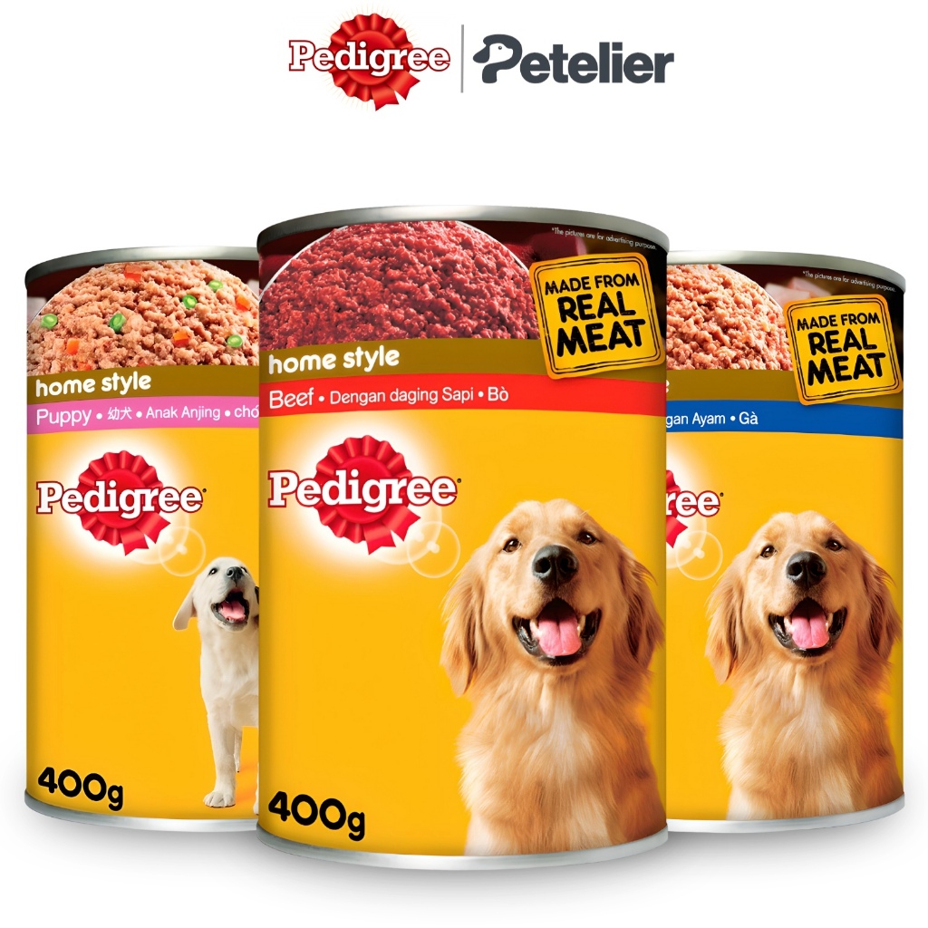 Pedigree Wet Dog Food in Can 400g for Adult/Puppy Real Meat | Shopee ...