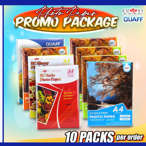 PROMO10packs QUAFF & CUYI Inkjet Photo Paper A4 Size (20sheets
