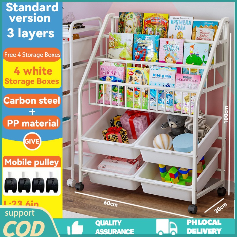 Children's Bookshelf Kids Toy Storage Rack Multi-functional Display ...