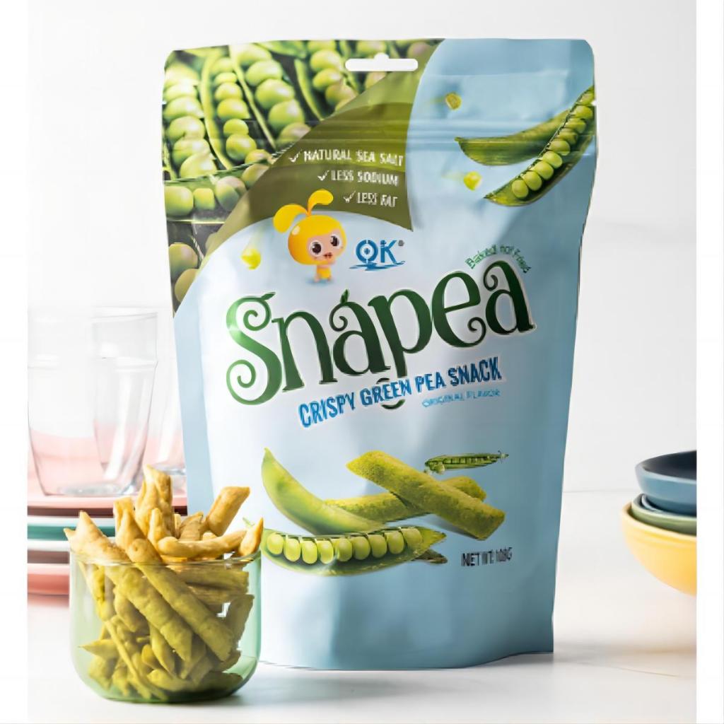 OK Snapea Popcorn Crisps, Original, Cheese, Spicy 108g, Green Pea
