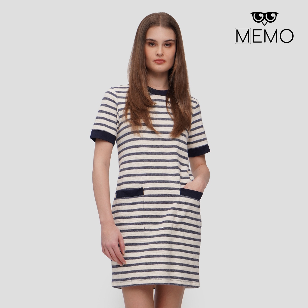 Memo Striped Shift Dress For Women (Blue) Shopee Philippines