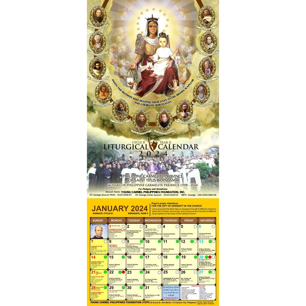 Carmelite Liturgical Calendar 2024 Shopee Philippines