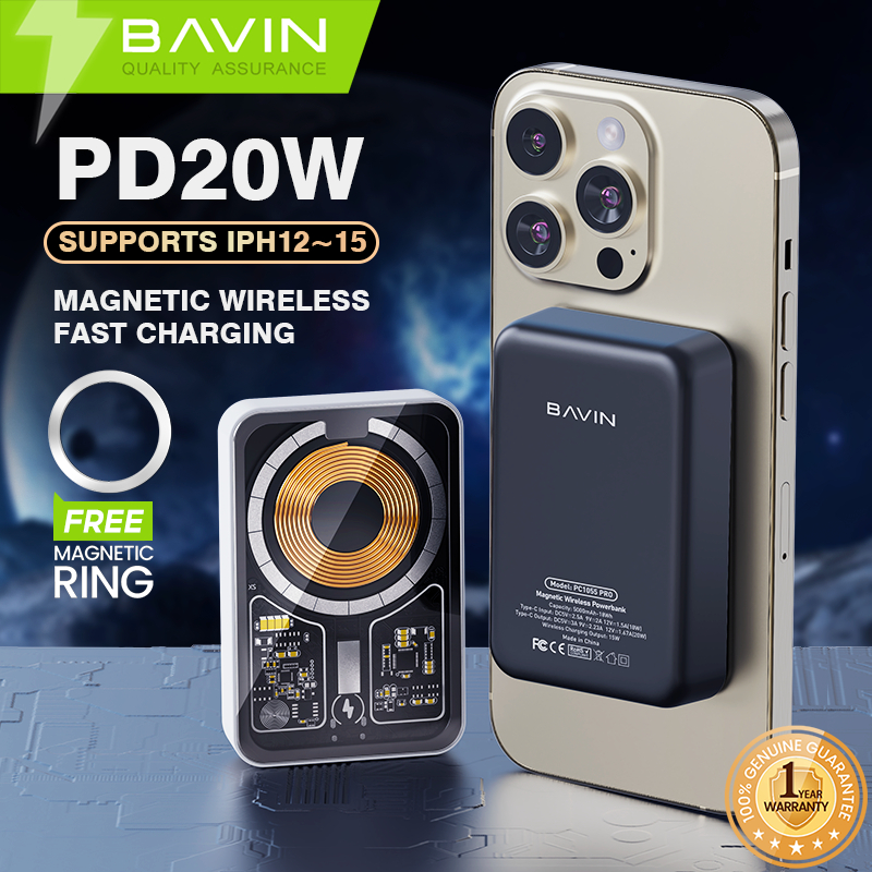 BAVIN PC1055 Pro 5000mAh 20W Wireless Power Bank Magnetic Charging