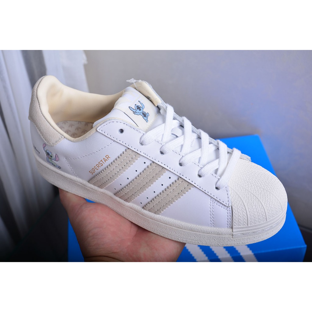 Lilo & Stitch x Adidas Originals Superstar "White/Sand Grey" Sneakers