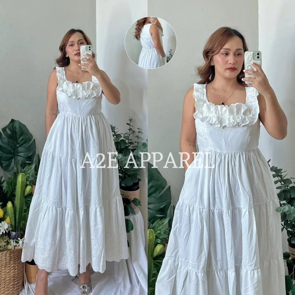 A2E | Jinky Dress | Ruffled Wrinkled Vintage Maxi Dress | Shopee ...