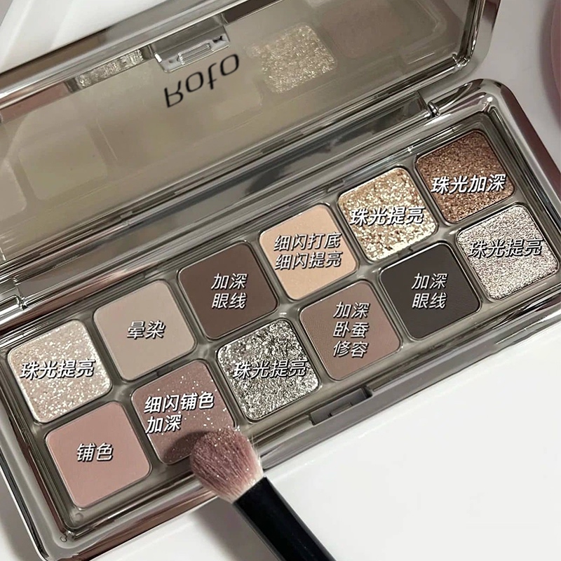 ROTO 12Colors Eyeshadow Pearly Matte Earth Color Eyeshadow Palette ...